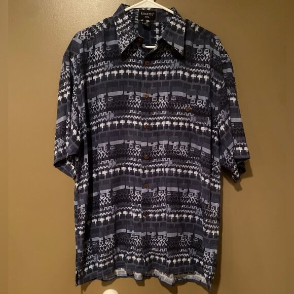 Riscatto Silk Short Sleeve Men’s Button Up Shirt Size Large - Picture 2 of 6